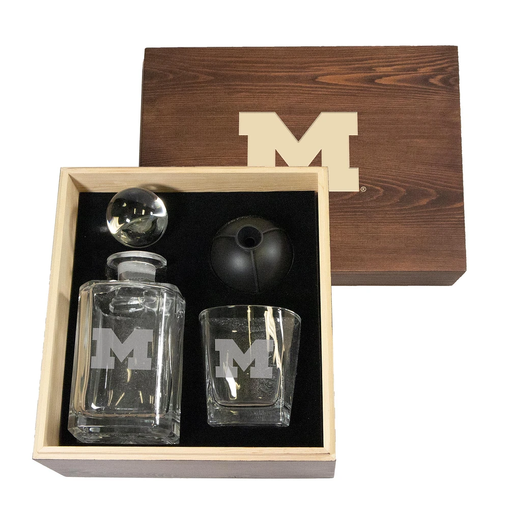 Michigan Wolverines 15oz. Decanter and 10oz. Whiskey Glass Set