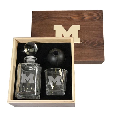 Michigan Wolverines 15oz. Decanter and 10oz. Whiskey Glass Set