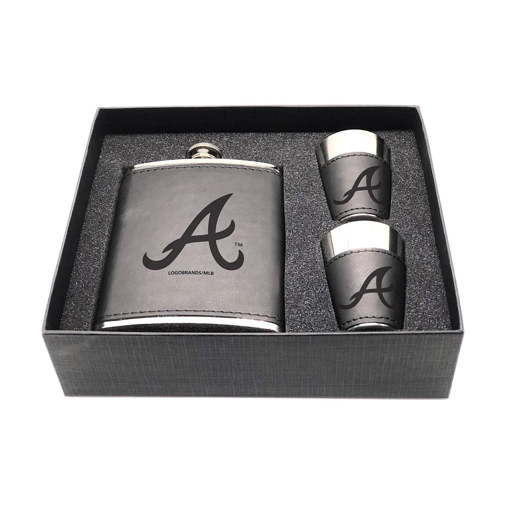 Atlanta Braves Three-Piece Leather Flask & Shot Glass Set