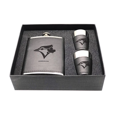 Toronto Blue Jays Three-Piece Leather Flask & Shot Glass Set