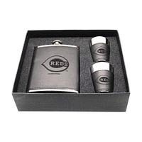 Cincinnati Reds Three-Piece Leather Flask & Shot Glass Set