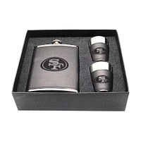 San Francisco 49ers Three-Piece Leather Flask & Shot Glass Set