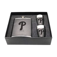 Philadelphia Phillies Three-Piece Leather Flask & Shot Glass Set