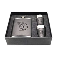Cleveland Guardians Three-Piece Leather Flask & Shot Glass Set