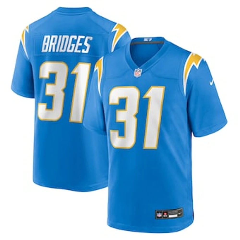Men's Nike Trikweze Bridges  Powder Blue Los Angeles Chargers Team Game Jersey