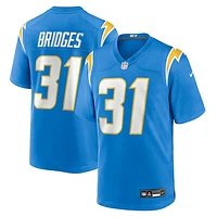 Men's Nike Trikweze Bridges  Powder Blue Los Angeles Chargers Team Game Jersey