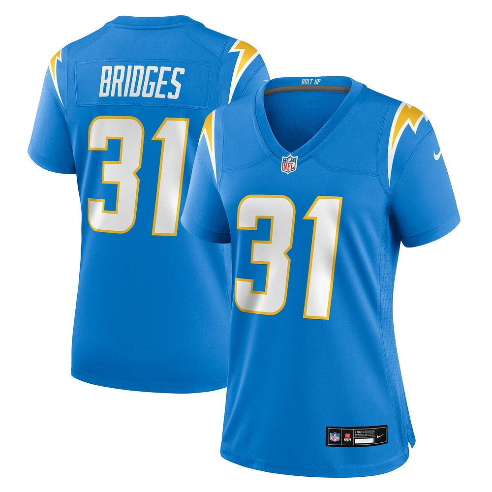 Women's Nike Trikweze Bridges Powder Blue Los Angeles Chargers Team Game Jersey