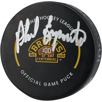 Phil Esposito Boston Bruins Autographed 100th Anniversary Official Game Puck