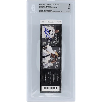 Ronald Acuña Jr. Atlanta Braves Career Home Run #7 Beckett Fanatics Witnessed Authenticated 9/10 Ticket from July 2, 2018