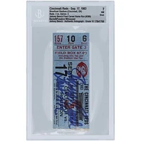 Johnny Bench Cincinnati Reds Final Career HR #389 Beckett Fanatics Witnessed Authenticated 7/10 Ticket from September 17, 1983 with "Last HR" Inscription