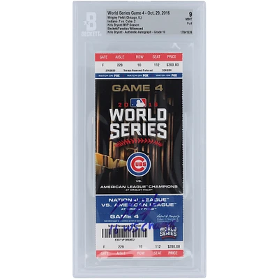 Kris Bryant Chicago Cubs World Series Game 4 Beckett Fanatics Witnessed Authenticated 9/10 Ticket from October 29, 2016 with "16 WS Champs" Inscription