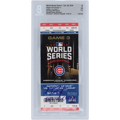Kris Bryant Chicago Cubs World Series Game 3 Beckett Fanatics Witnessed Authenticated 7/10 Ticket from October 28, 2016 with "2016 WS Champs" Inscription