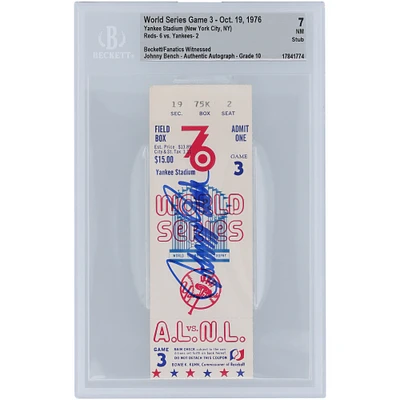 Johnny Bench Cincinnati Reds 1976 World Series Game 3 Beckett Fanatics Witnessed Authenticated 7/10 Ticket from October 19, 1976