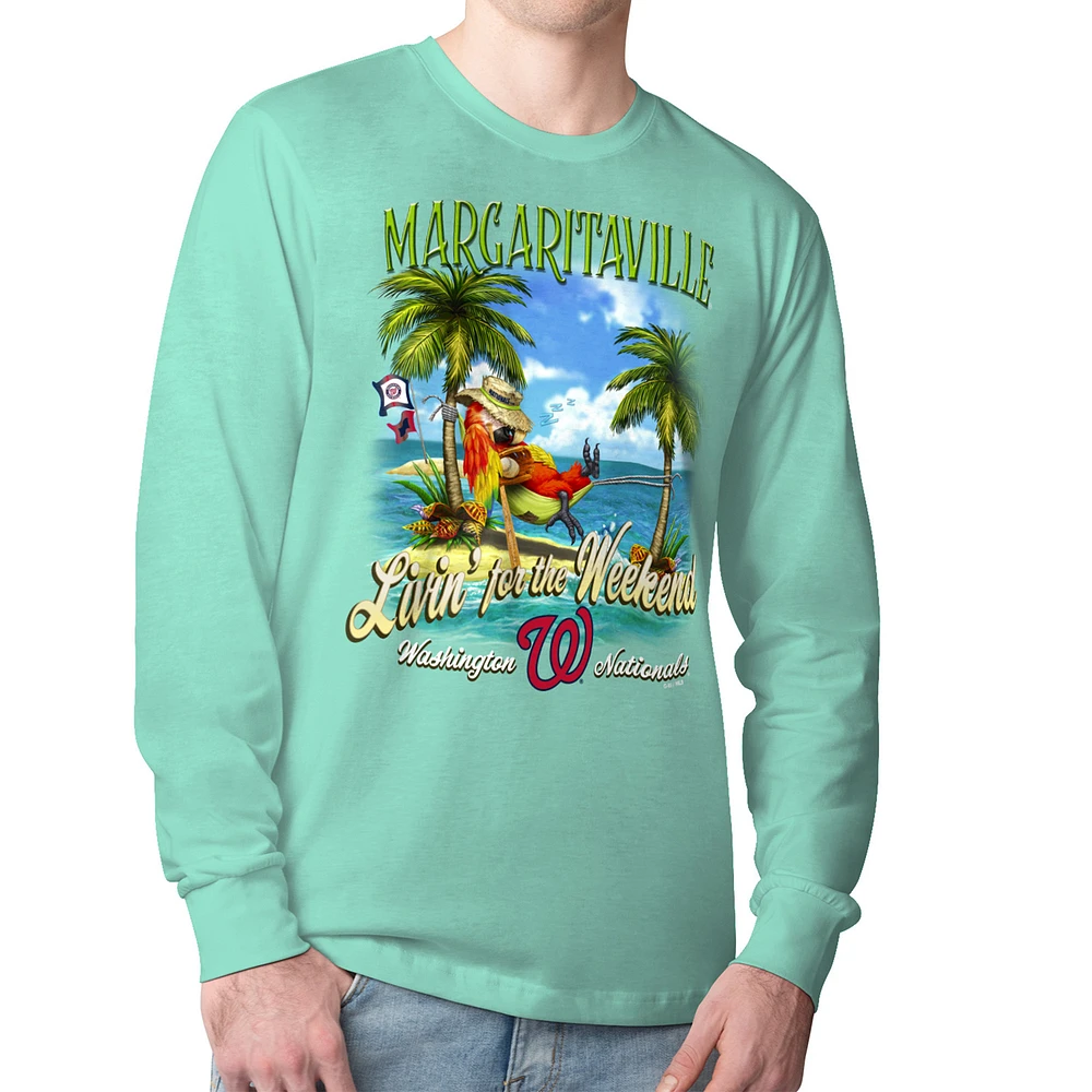 Men's Margaritaville Mint Washington Nationals Livin' for the Weekend Long Sleeve T-Shirt
