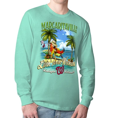 Men's Margaritaville  Mint Washington Nationals Livin' for the Weekend Long Sleeve T-Shirt