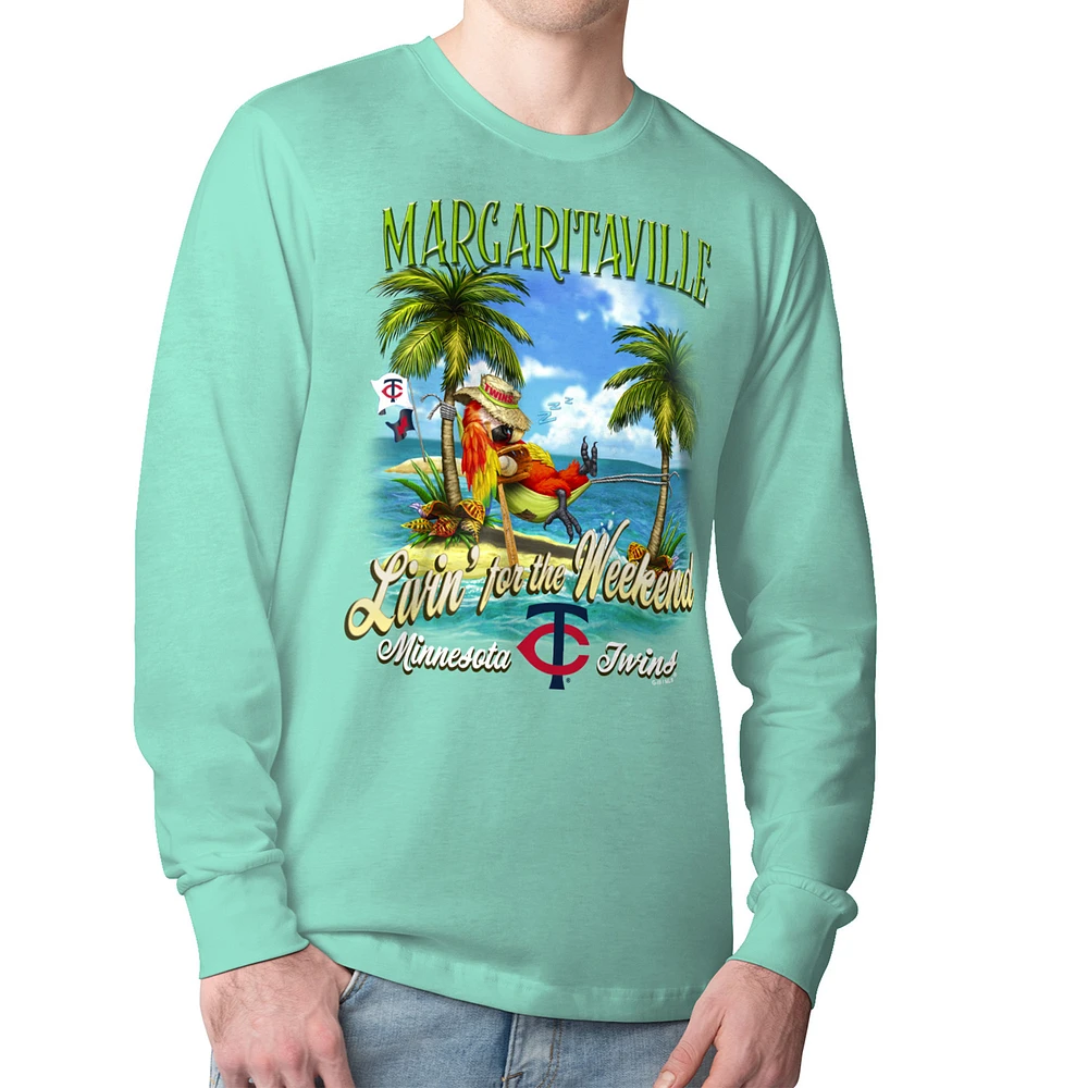 Men's Margaritaville Mint Minnesota Twins Livin' for the Weekend Long Sleeve T-Shirt