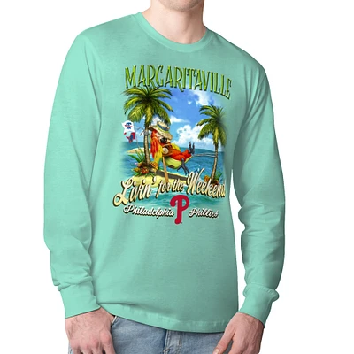 Men's Margaritaville  Mint Philadelphia Phillies Livin' for the Weekend Long Sleeve T-Shirt