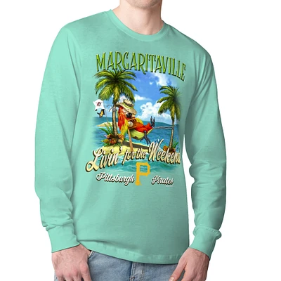 Men's Margaritaville  Mint Pittsburgh Pirates Livin' for the Weekend Long Sleeve T-Shirt