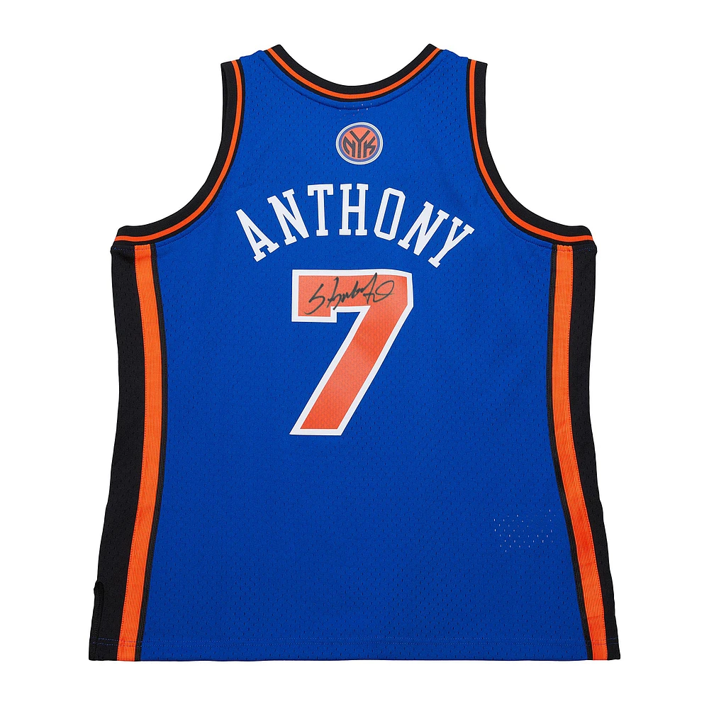 Carmelo Anthony New York Knicks Autographed Blue Mitchell & Ness 2010/11 Hardwood Classics Swingman Jersey