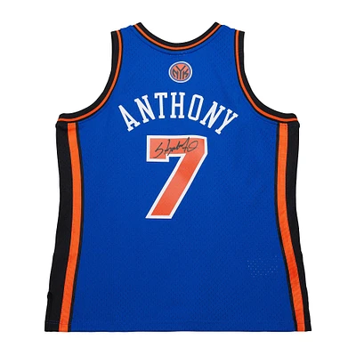 Carmelo Anthony New York Knicks Autographed Blue Mitchell & Ness 2010/11 Hardwood Classics Swingman Jersey