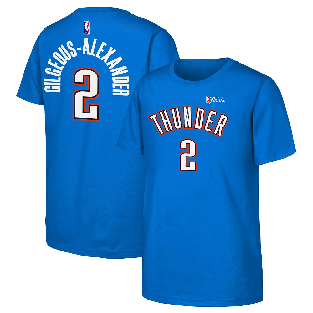 Youth Nike Shai Gilgeous-Alexander Blue Oklahoma City Thunder 2025 NBA Finals Name & Number T-Shirt