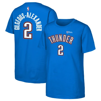 Youth Nike Shai Gilgeous-Alexander Blue Oklahoma City Thunder 2025 NBA Finals Name & Number T-Shirt