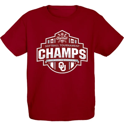 Youth Blue 84  Crimson Oklahoma Sooners 2025 SEC Softball Conference Tournament Champions Locker Room T-Shirt