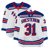 Igor Shesterkin New York Rangers Autographed Game-Used #31 White Jersey vs. Pittsburgh Penguins on October 9, 2024 With "GU 10-9-24 vs Pit" Inscription