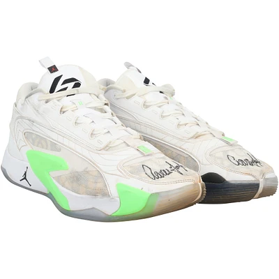 Aaron Judge New York Yankees Autographed Player-Worn White/Neon Green Jordan Brand Shoes from the 2024 MLB Season