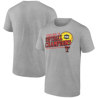 Men's Heather Gray Texas Tech Red Raiders 2025 Big 12 Softball Conference Tournament Champions T-Shirt