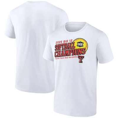 Men's White Texas Tech Red Raiders 2025 Big 12 Softball Conference Tournament Champions T-Shirt