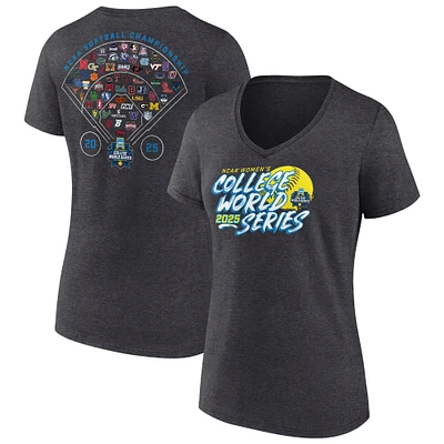 Women's Charcoal 2025 NCAA Softball College World Series V-Neck T-Shirt