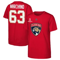 Youth Brad Marchand Red Florida Panthers 2025 Stanley Cup Champions Name & Number T-Shirt
