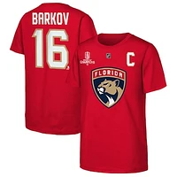 Youth Aleksander Barkov Red Florida Panthers 2025 Stanley Cup Champions Name & Number T-Shirt