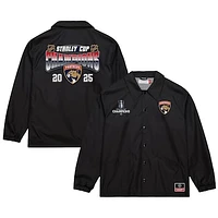 Men's Mitchell & Ness Black Florida Panthers 2025 Stanley Cup Champions Full-Snap Coaches Jacket