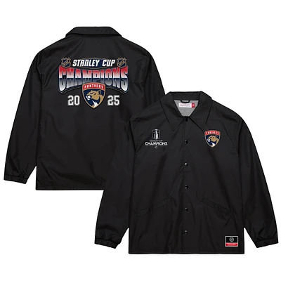 Men's Mitchell & Ness Black Florida Panthers 2025 Stanley Cup Champions Full-Snap Coaches Jacket