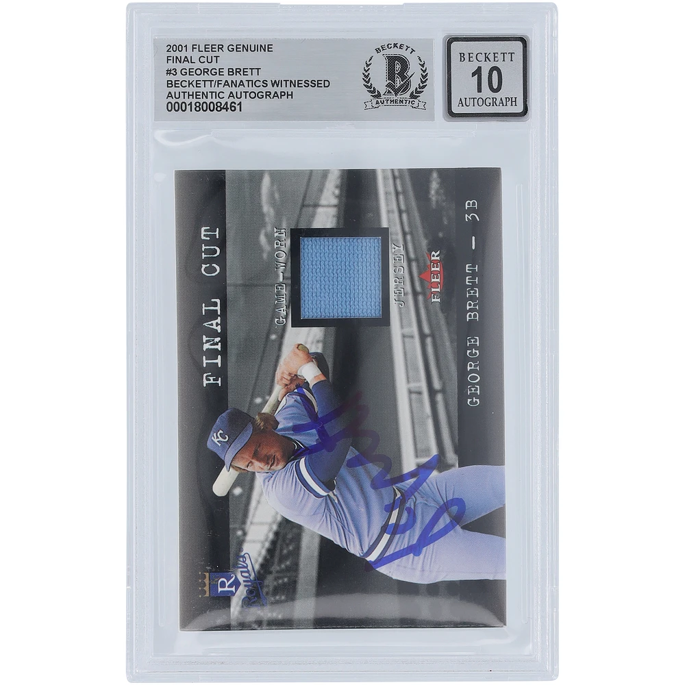George Brett Kansas City Royals Autographed 2001 Fleer Genuine Final Cut GU Relic #3 Beckett Fanatics Witnessed Authenticated 10 Card