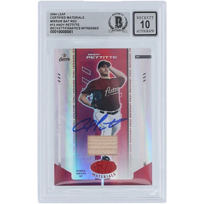 Andy Pettitte Houston Astros Autographed 2004 Donruss Leaf Certified Materials Mirror Bat Red GU Relic #12 #/250 Beckett Fanatics Witnessed Authenticated 10 Card
