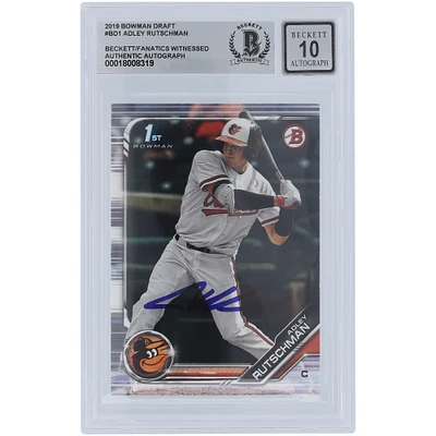 Adley Rutschman Baltimore Orioles Autographed 2019 Topps Bowman 1st Bowman #BD-1 Beckett Fanatics Witnessed Authenticated 10 Card