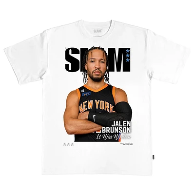 Men's Jalen Brunson White New York Knicks SLAM Cover T-Shirt