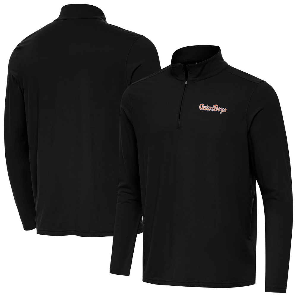 Men's Antigua Black Florida Gators GatorBoys Intent Quarter-Zip Pullover