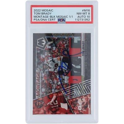 Tom Brady Tampa Bay Buccaneers Autographed 2022 Panini Mosaic Black Mosaic Montage #M-16 #1/1 PSA Authenticated 8/10 Card