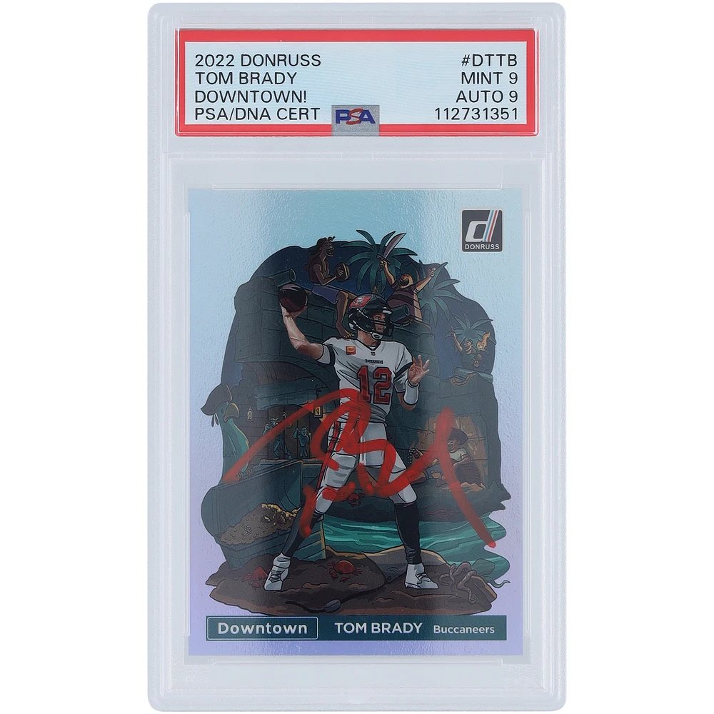 Tom Brady Tampa Bay Buccaneers Autographed 2022 Panini Donruss Downtown Red Ink #DT-TB PSA Authenticated 9/9 Card