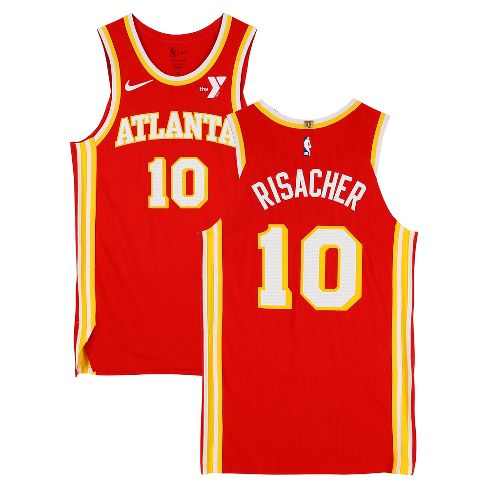 Zaccharie Risacher Atlanta Hawks Game-Used #10 Red Nike Jersey vs. San Antonio Spurs on February 5 & Los Angeles Clippers on March 14, 2025 - Size 46+4