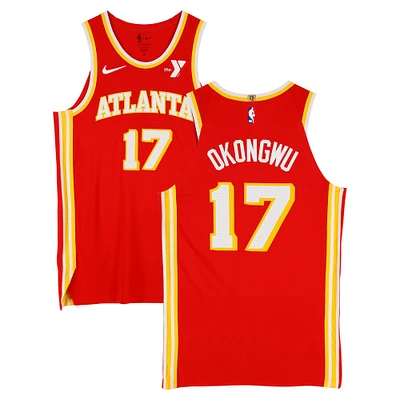 Onyeka Okongwu Atlanta Hawks Game-Used #17 Red Nike Jersey vs. Los Angeles Clippers on March 14, 2025 - Size 50+4