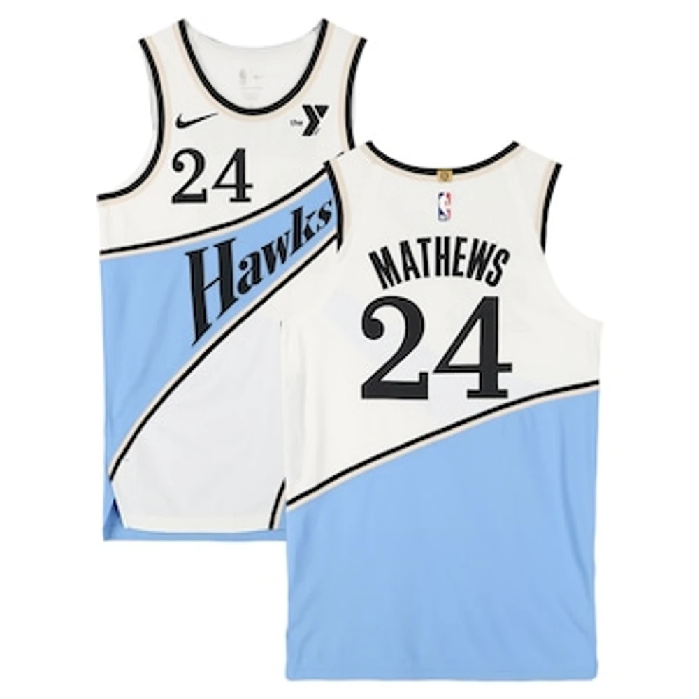 Garrison Mathews Atlanta Hawks Player-Issued #24 White Nike City Edition Jersey from the 2024-25 NBA Season - Size 46+4