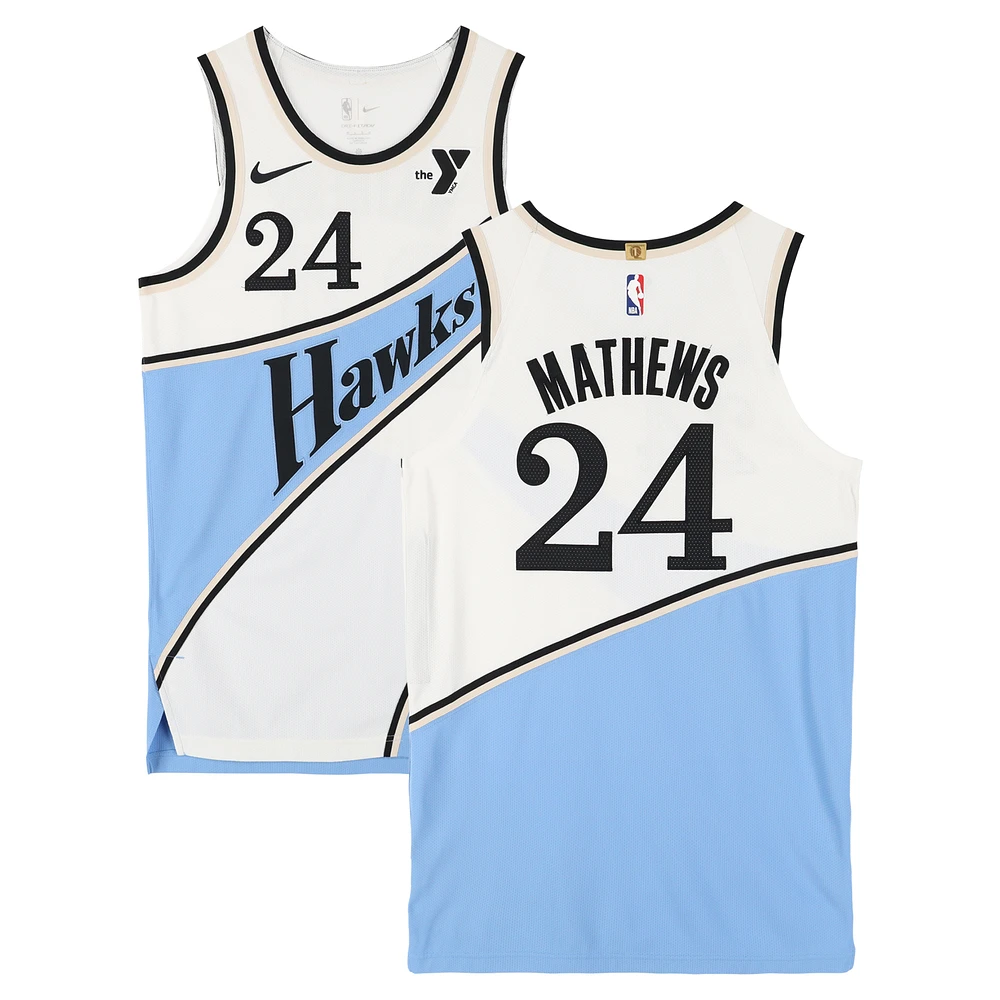 Garrison Mathews Atlanta Hawks Player-Issued #24 White Nike City Edition Jersey from the 2024-25 NBA Season - Size 46+4