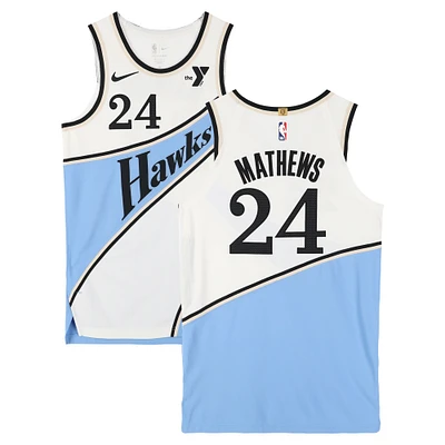 Garrison Mathews Atlanta Hawks Player-Issued #24 White Nike City Edition Jersey from the 2024-25 NBA Season - Size 46+4