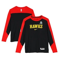 Zaccharie Risacher Atlanta Hawks Player-Worn Black/Red Nike Long Sleeve T-Shirt from the 2024-25 NBA Season - Size XLT