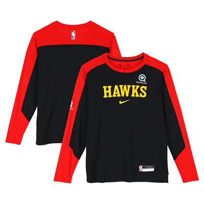 Zaccharie Risacher Atlanta Hawks Player-Worn Black/Red Nike Long Sleeve T-Shirt from the 2024-25 NBA Season - Size XLT